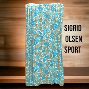 SIGRID OLSEN Sport A Line Skirt, EUC, 12 Petite, Batik Print,